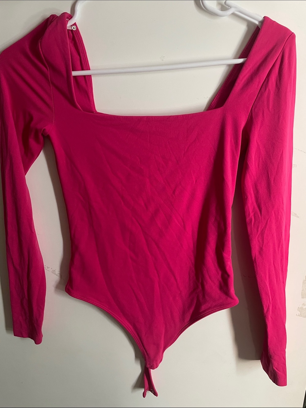 Aritzia Hot Pink Long Sleeve Square Neck Bodysuit
